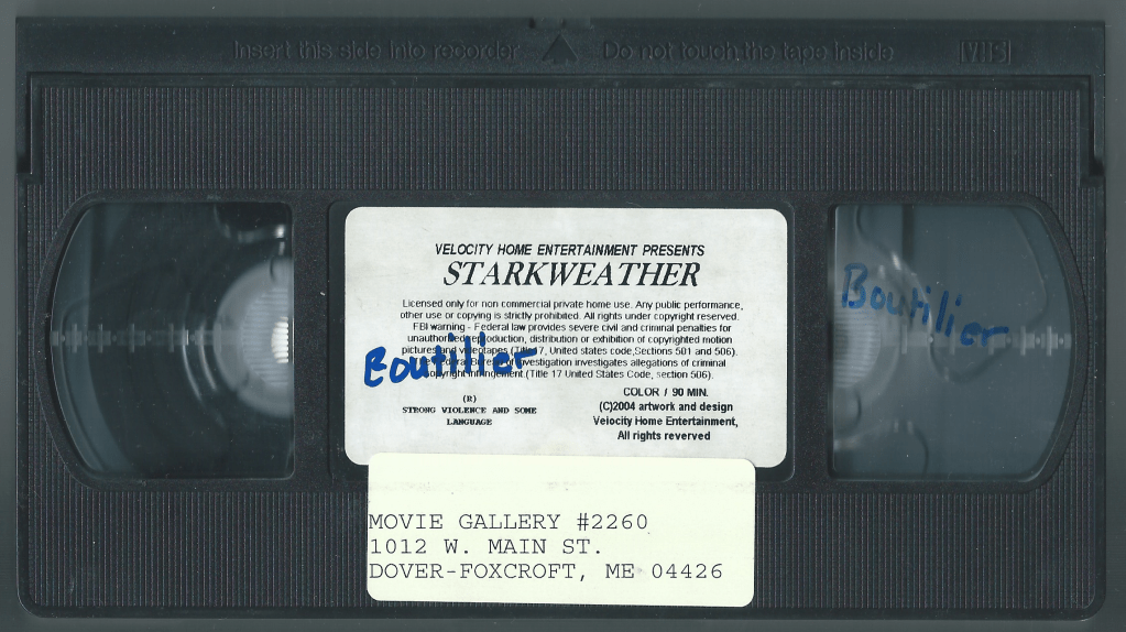 Starkweather Used VHS Tape from a Defunct Rental Business.